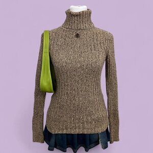 brown tan preppy downtown it girl elevated basic turtleneck sweater top